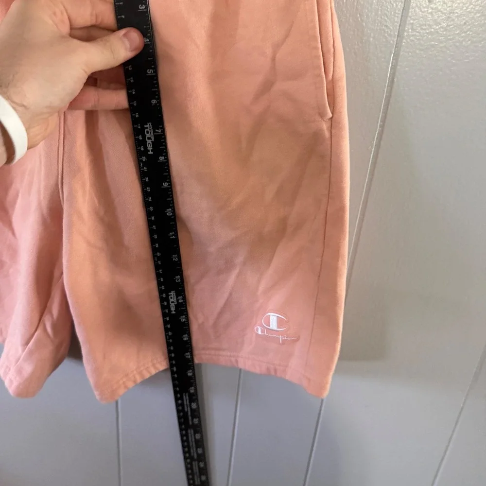 Champion Classic Fleece Shorts Mens Medium Peach Coral Elastic Waist Logo‎